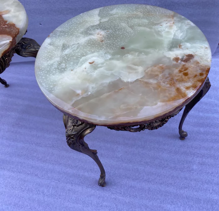 1970 ‘Pair Of Golden Bronze Saddles In The Style LXV Onyx Trays