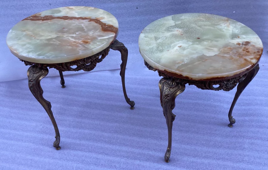 1970 ‘Pair Of Golden Bronze Saddles In The Style LXV Onyx Trays