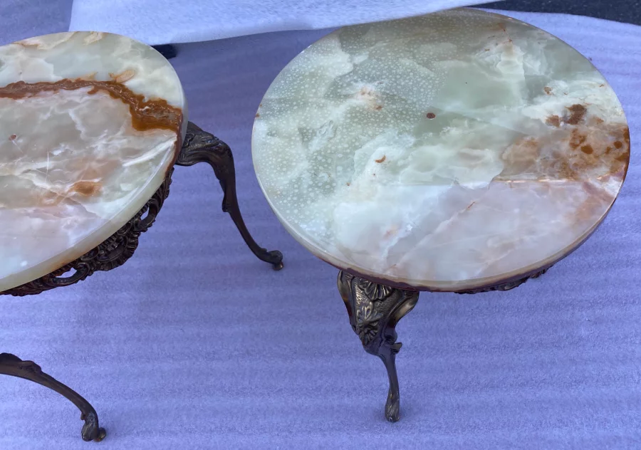 1970 ‘Pair Of Golden Bronze Saddles In The Style LXV Onyx Trays