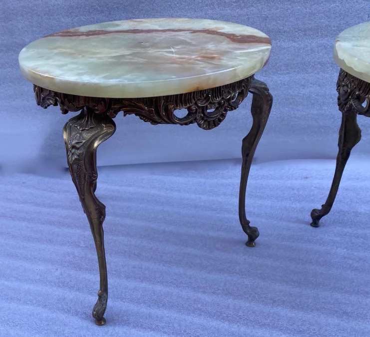 1970 ‘Pair Of Golden Bronze Saddles In The Style LXV Onyx Trays