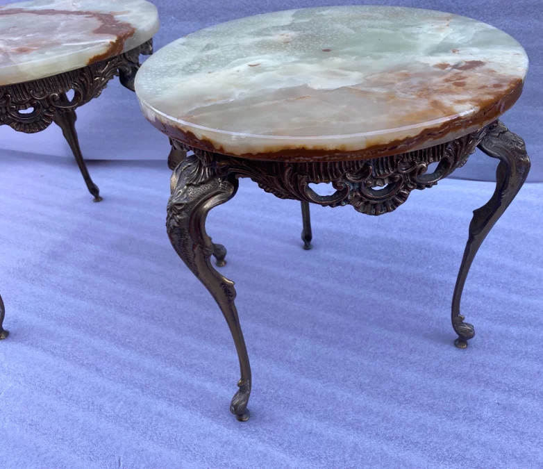 1970 ‘Pair Of Golden Bronze Saddles In The Style LXV Onyx Trays