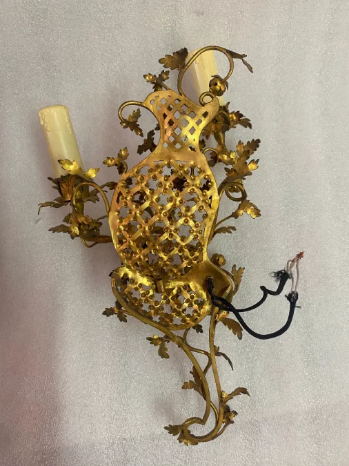 1950 Pair Of Sconces Making Pendant In Gilt Bronze In The Style Of LXV