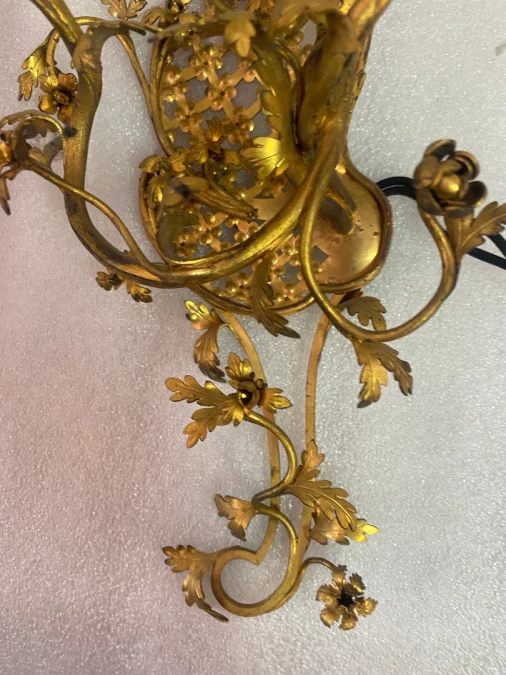 1950 Pair Of Sconces Making Pendant In Gilt Bronze In The Style Of LXV