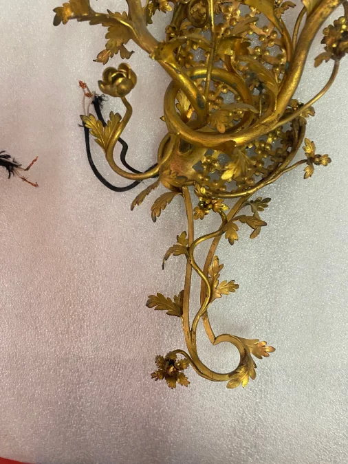 1950 Pair Of Sconces Making Pendant In Gilt Bronze In The Style Of LXV