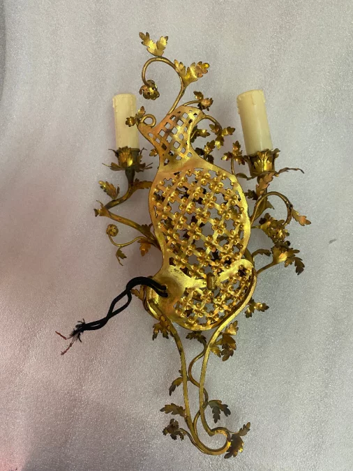 1950 Pair Of Sconces Making Pendant In Gilt Bronze In The Style Of LXV