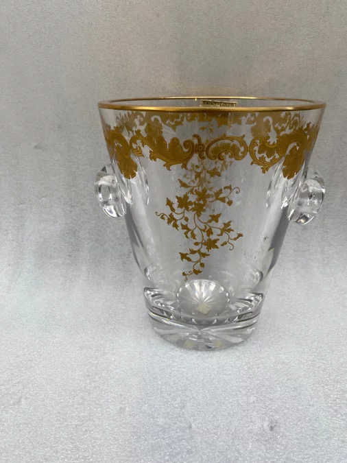 1970′ Crystal Champagne Bucket Signed St Louis Golden Decors Trianon Model