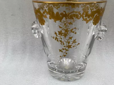 1970′ Crystal Champagne Bucket Signed St Louis Golden Decors Trianon Model