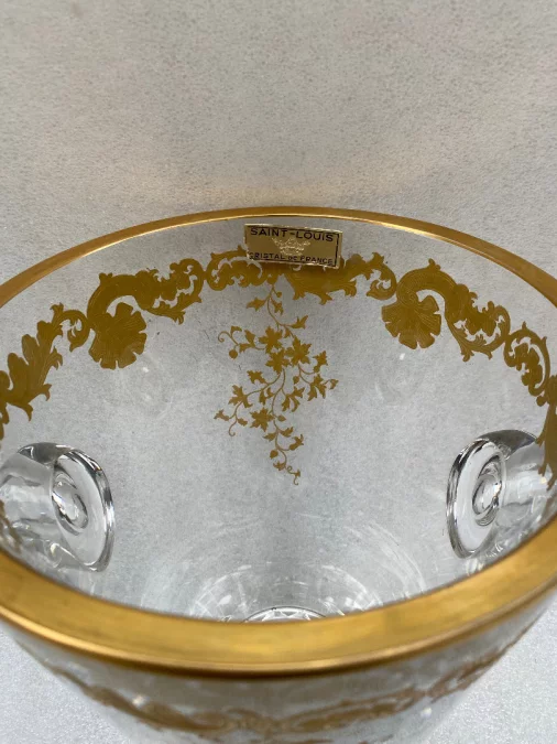1970′ Crystal Champagne Bucket Signed St Louis Golden Decors Trianon Model