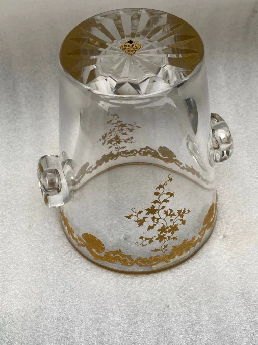 1970′ Crystal Champagne Bucket Signed St Louis Golden Decors Trianon Model