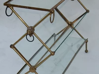 1950s/70s Brass Magazine Rack Bibus in the Style of Maison Jansen, Originating from a Parisian Palace