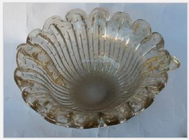 1970′ Murano Crystal and Gold Cup Signed Toso