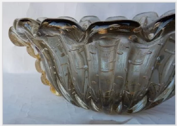 1970′ Murano Crystal and Gold Cup Signed Toso