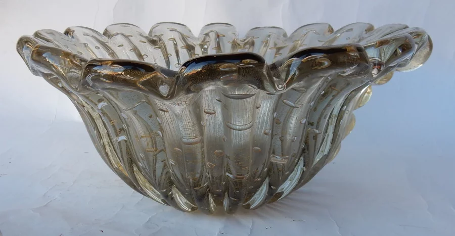 1970′ Murano Crystal and Gold Cup Signed Toso