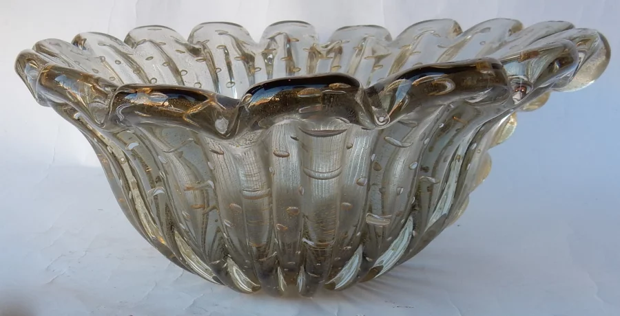 1970′ Murano Crystal and Gold Cup Signed Toso