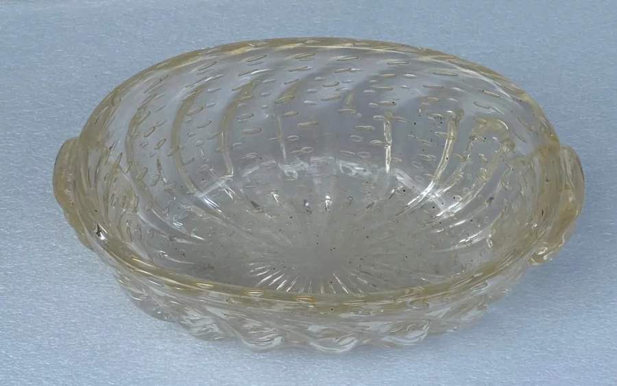 1970 Murano Crystal Cup with Murano Golden Paillons