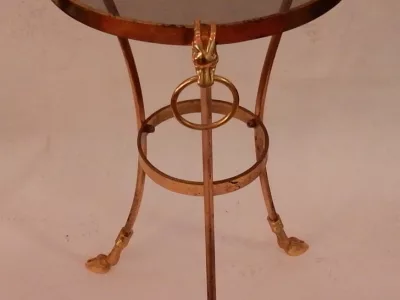 1950/70′ Tripod Pedestal Table In Gilt Bronze Decor N 3 Maison Charles Decorated With Goat Heads