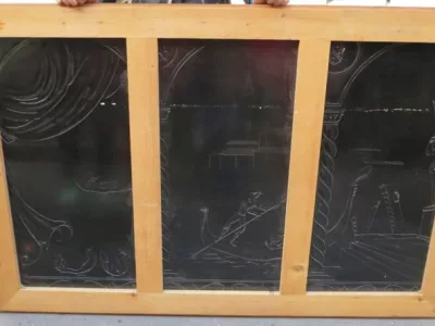 1950′ Églomisé panel “Gondola ride for the Venice Carnival”