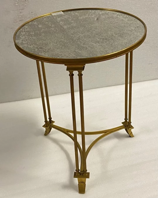 "1970' French Gueridon in the Style of Adam Weisweiler, Maison JANSEN, Mirrored Top"