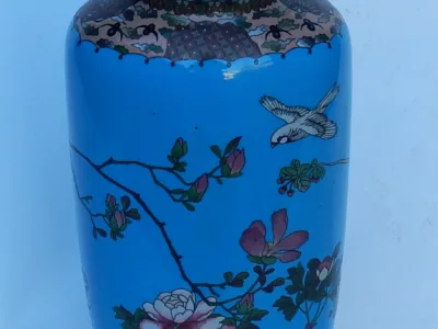 1890′ Japanese Cloisonné Lamp With Birds and Flowers