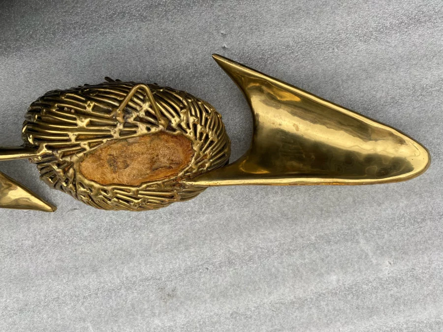 1970′ Geode And Gilt Bronze Wall Sculpture Signed Jacques Duval Brasseur