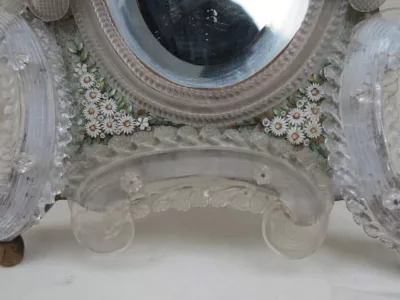 1880/1900′ Murano Mirror Decorated with Micromosaic Flowers