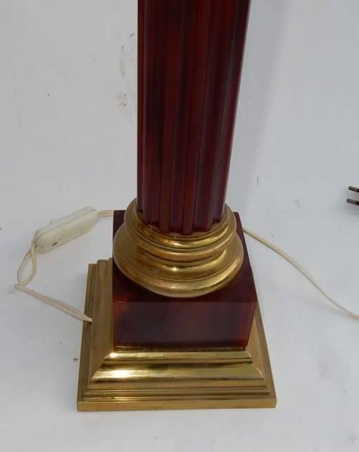 1950/70 Pair Of Maison Jansen Lamps, Brass and Bakelite, Amber Color