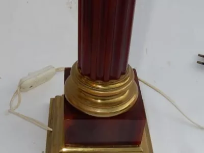 1950/70 Pair Of Maison Jansen Lamps, Brass and Bakelite, Amber Color