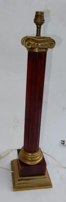 1950/70 Pair Of Maison Jansen Lamps, Brass and Bakelite, Amber Color