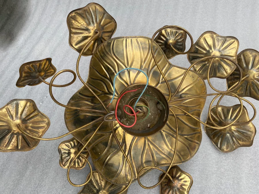 1970′ Maison Jansen Foliage Wall Or Ceiling Light in Brass 1 Bulb