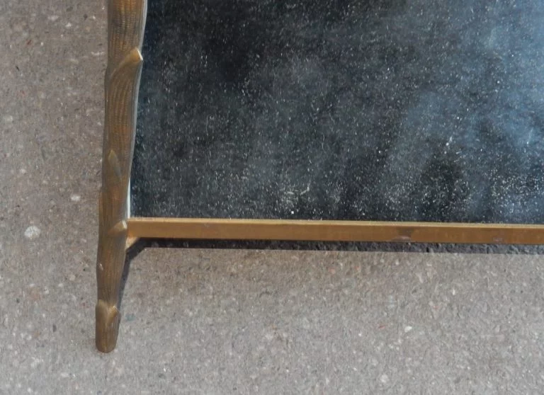 1950/70' Pair of Gilt Bronze Sofa Ends Palm Tree Decor Maison Charles