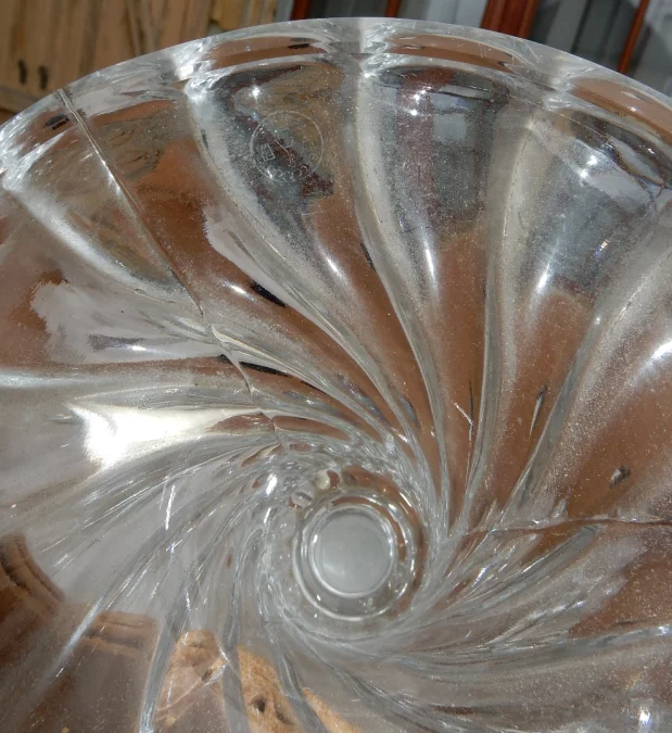 1950′ Pair of Baccarat Electrified Candlesticks Tors Model, Signed Cachet Baccarat