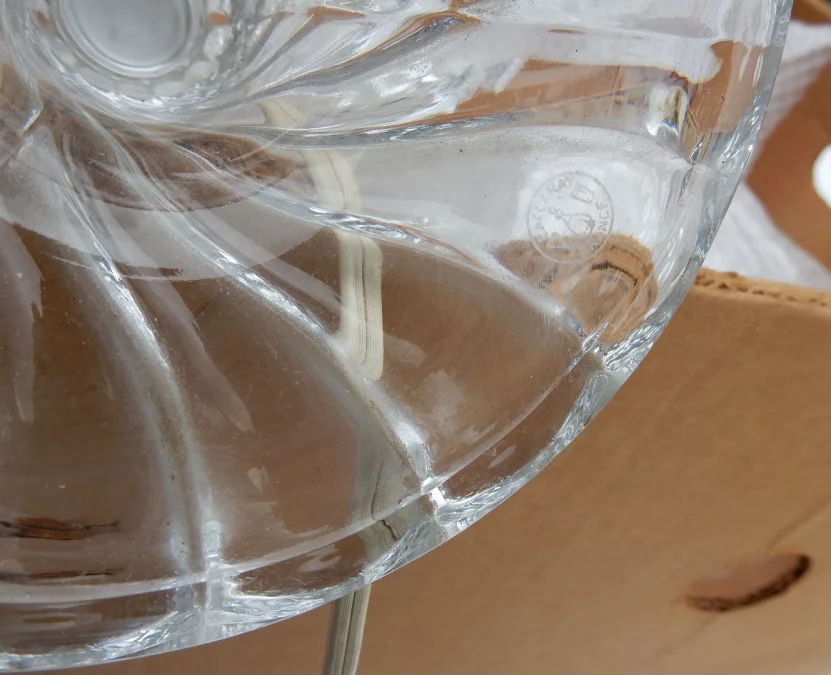 1950′ Pair of Baccarat Electrified Candlesticks Tors Model, Signed Cachet Baccarat