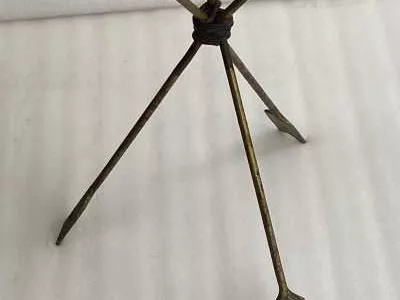 1950/70s Wrought Iron Vintage Side Table with Arrow-Shaped Decor, Jacques Adnet Style