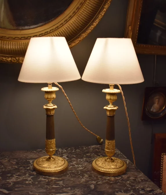 Paire de lampes en bronze doré