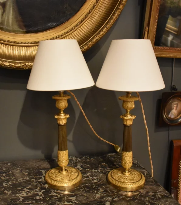 Paire de lampes en bronze doré