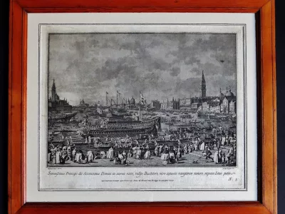 Le Mariage Avec La Mer, Gravure d' Après Canaletto, XVIIIe Siècle.