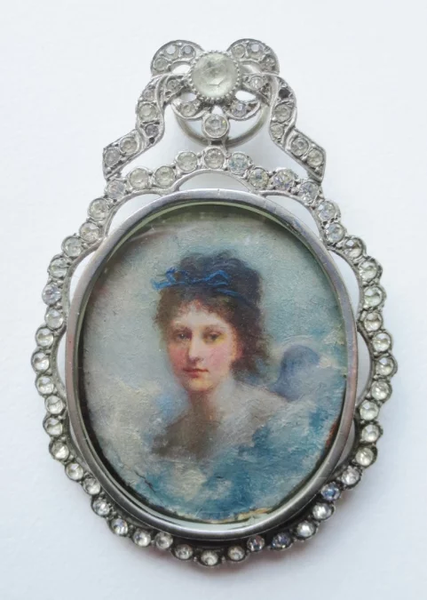 Miniature et cadre argent, fin XIXe siècle.