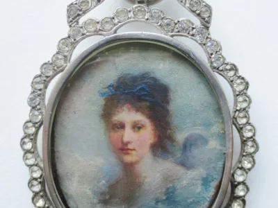 Miniature et cadre argent, fin XIXe siècle.