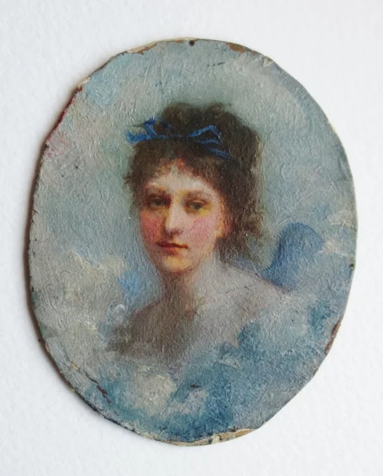 Miniature et cadre argent, fin XIXe siècle.