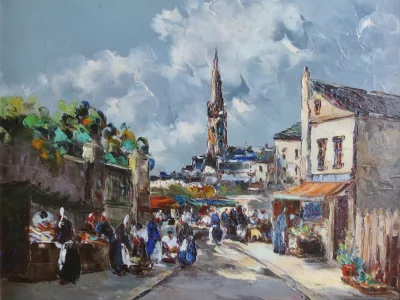 Marché Breton, signé M. Stevens.