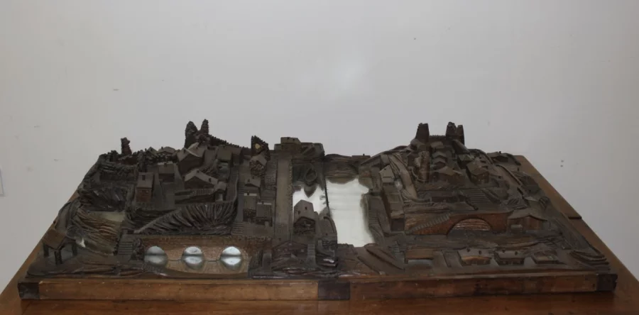 Model Of Village In Walnut XIX