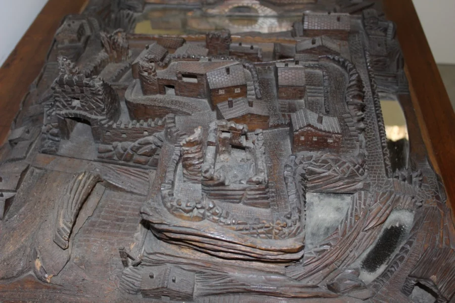 Model Of Village In Walnut XIX