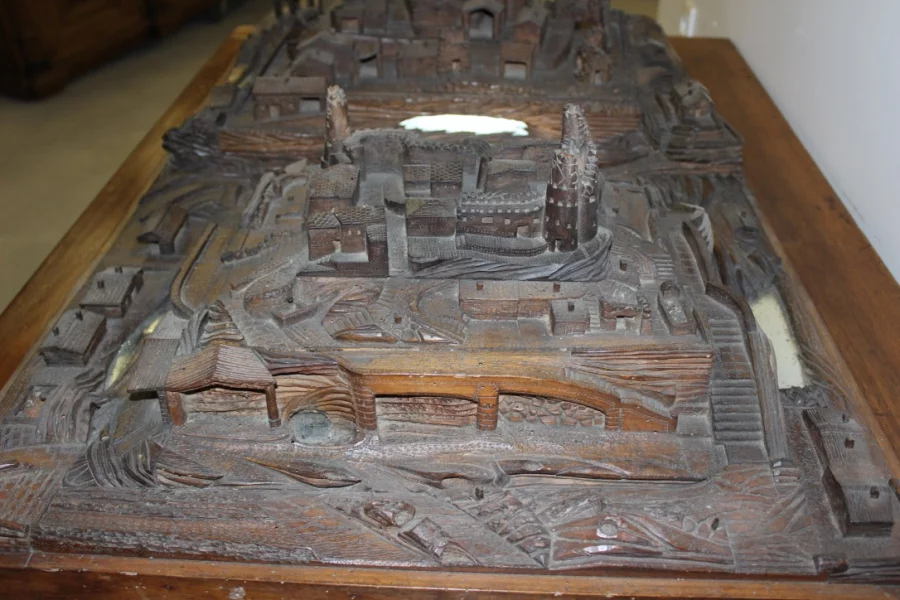 Model Of Village In Walnut XIX