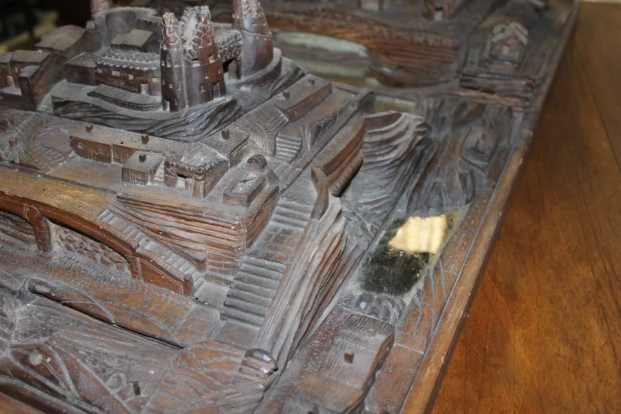 Model Of Village In Walnut XIX