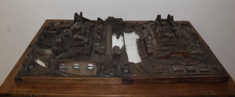 Model Of Village In Walnut XIX