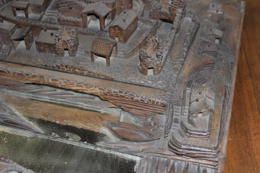 Model Of Village In Walnut XIX