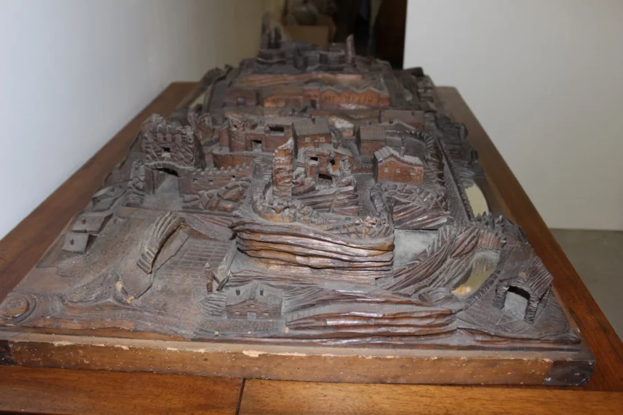 Model Of Village In Walnut XIX