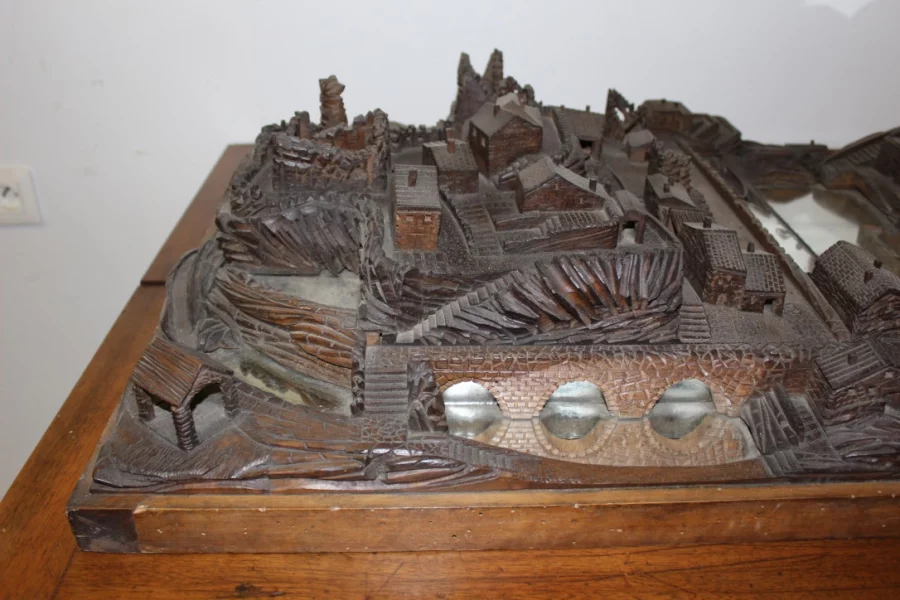 Model Of Village In Walnut XIX