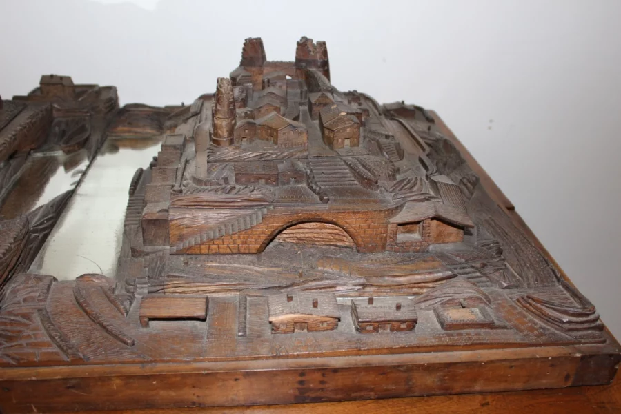 Model Of Village In Walnut XIX