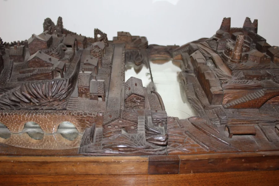 Model Of Village In Walnut XIX